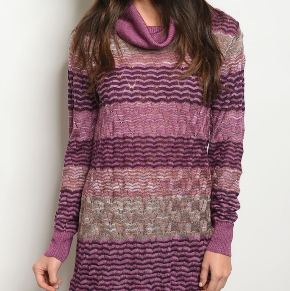Last 1!💜Purple Striped Cowl Neck Tunic/Dress - Picture 2 of 3